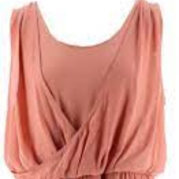 NWT H HALSTON DRAPED CHIFFON ROSE OVERLAY DRESS 14 - Picture 2 of 12